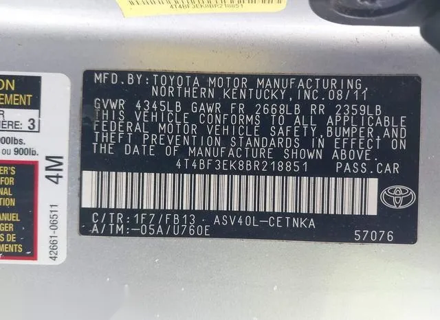 4T4BF3EK8BR218851 2011 2011 Toyota Camry- LE 9