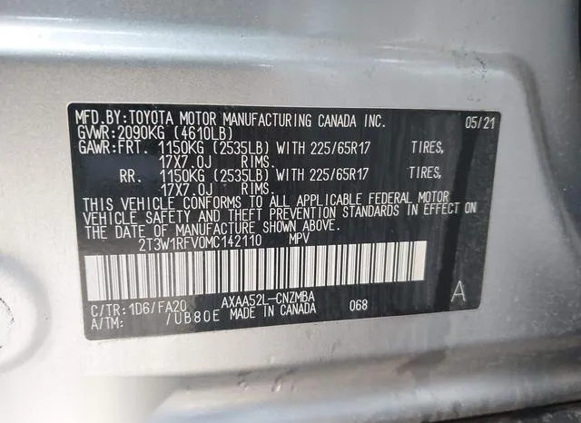 2T3W1RFV0MC142110 2021 2021 Toyota RAV4- Xle 9