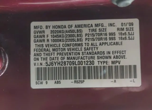 5J6YH28709L001230 2009 2009 Honda Element- EX 9