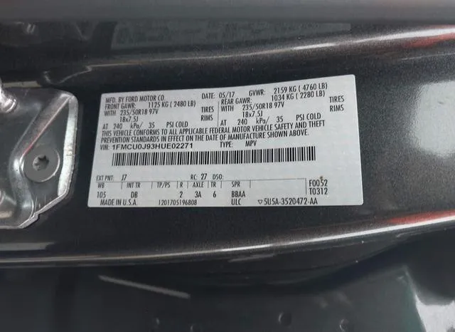 1FMCU0J93HUE02271 2017 2017 Ford Escape- Titanium 9