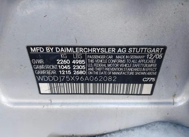 WDDDJ75X96A062082 2006 2006 Mercedes-Benz CLS 500 9