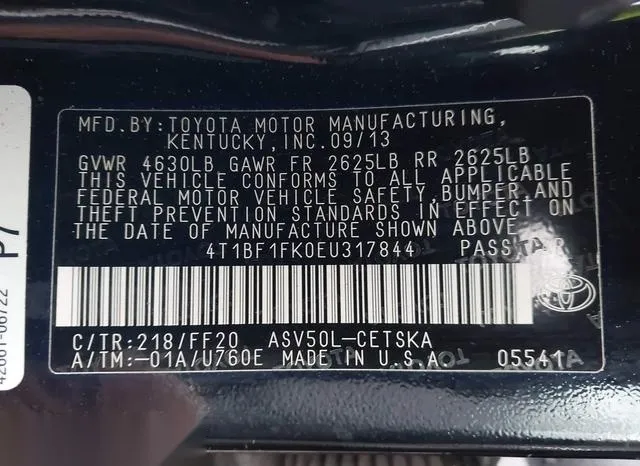 4T1BF1FK0EU317844 2014 2014 Toyota Camry- SE 9