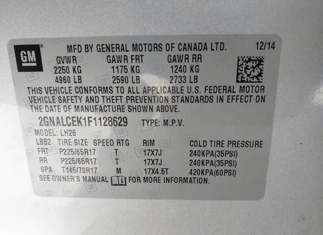 2GNALCEK1F1128629 2015 2015 Chevrolet Equinox- 2LT 9