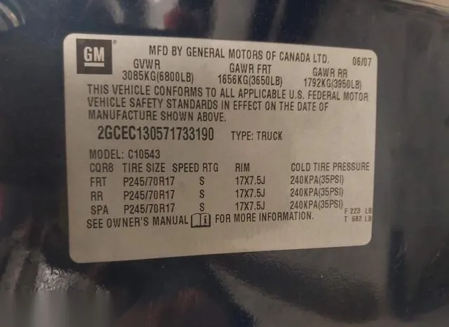 2GCEC130571733190 2007 2007 Chevrolet Silverado 1500- Work 9