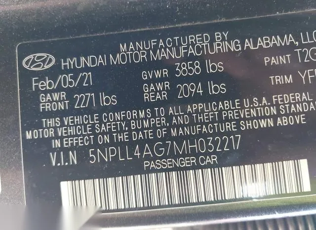 5NPLL4AG7MH032217 2021 2021 Hyundai Elantra- SE 9