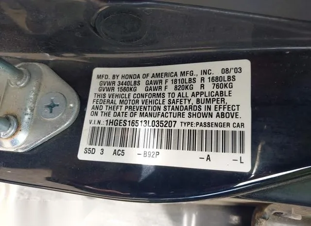 1HGES16513L035207 2003 2003 Honda Civic- LX 9