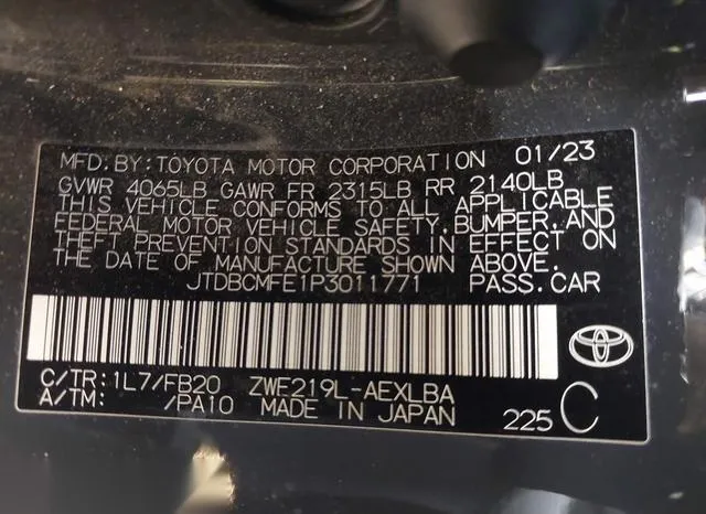 JTDBCMFE1P3011771 2023 2023 Toyota Corolla- Hybrid Le 9