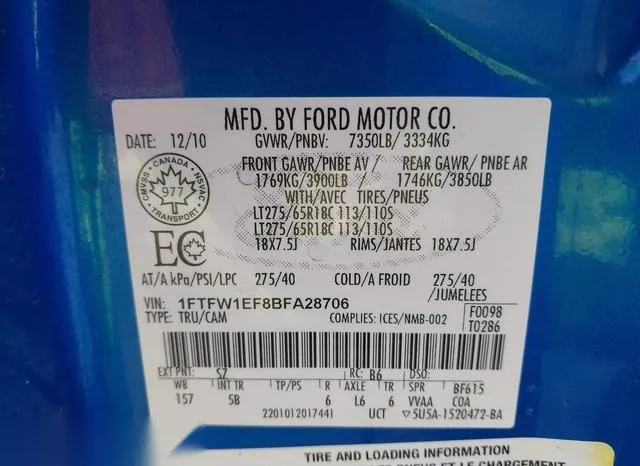 1FTFW1EF8BFA28706 2011 2011 Ford F-150- FX4 9