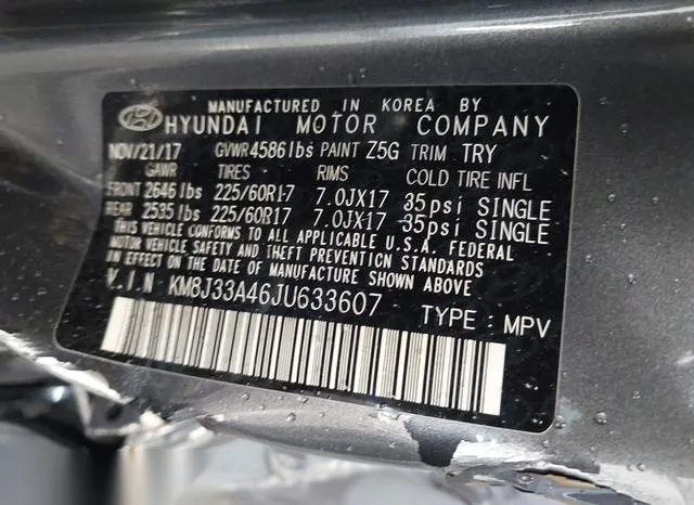 KM8J33A46JU633607 2018 2018 Hyundai Tucson- Sel 9