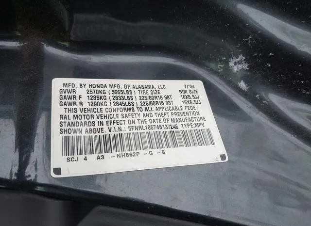 5FNRL18674B137246 2004 2004 Honda Odyssey- EX 9