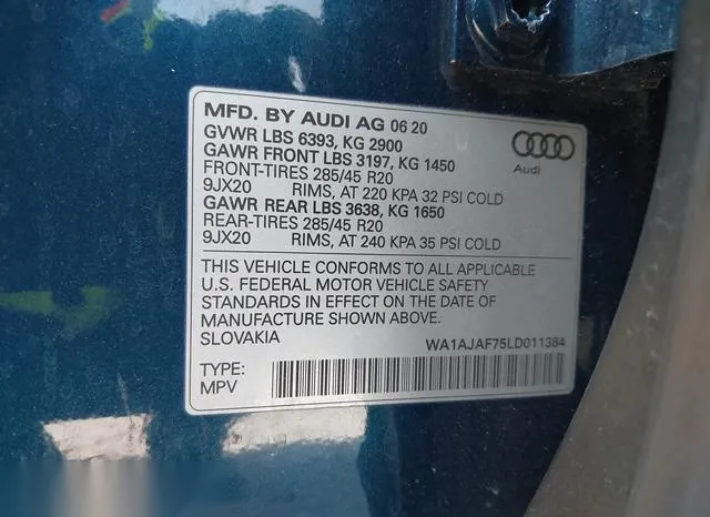 WA1AJAF75LD011384 2020 2020 Audi Q7- Premium 45 Tfsi Quattr 9