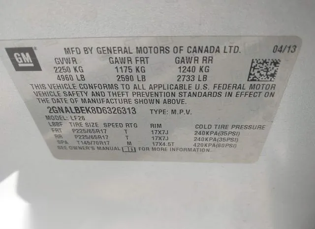 2GNALBEK8D6326313 2013 2013 Chevrolet Equinox- LS 9