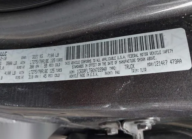 1C6SRFLT6KN722948 2019 2019 RAM 1500- Rebel  4X4 5-7 Box 9