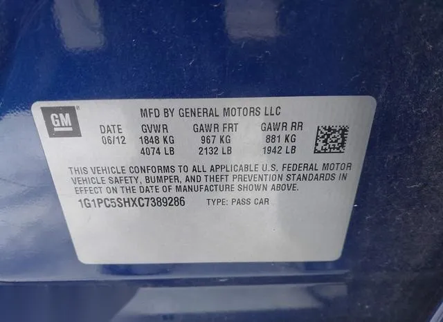 1G1PC5SHXC7389286 2012 2012 Chevrolet Cruze- LS 9