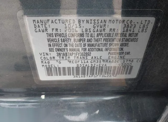 3N1AB7AP1FY362892 2015 2015 Nissan Sentra- SV 9