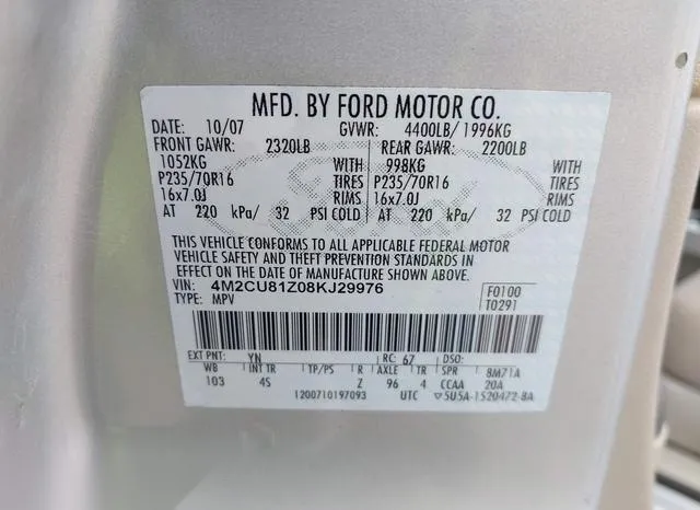 4M2CU81Z08KJ29976 2008 2008 Mercury Mariner- I4 9