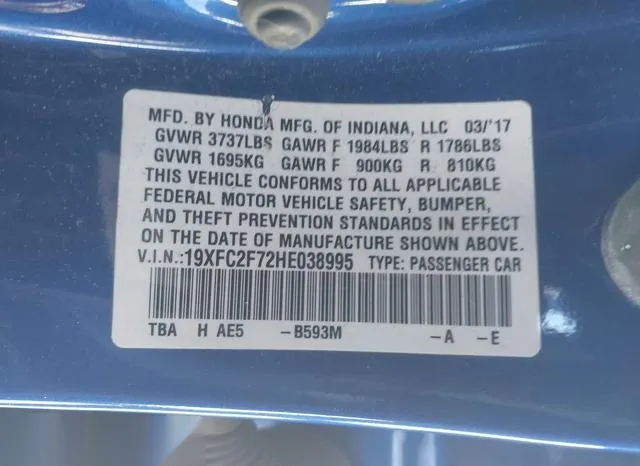 19XFC2F72HE038995 2017 2017 Honda Civic- EX 9