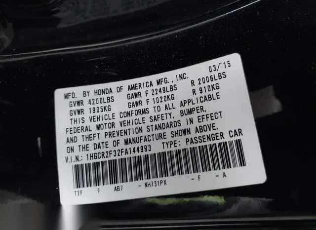 1HGCR2F32FA144993 2015 2015 Honda Accord- LX 9