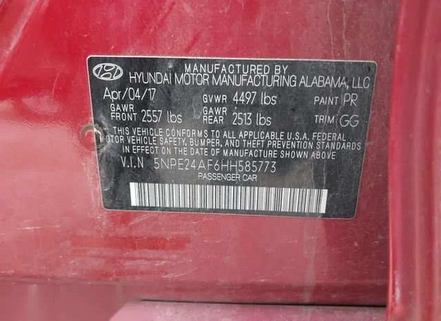 5NPE24AF6HH585773 2017 2017 Hyundai Sonata 9