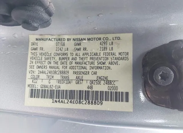 1N4AL24E08C288809 2008 2008 Nissan Altima- 2-5 S 9