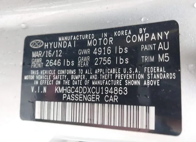 KMHGC4DDXCU194863 2012 2012 Hyundai Genesis- 3-8 9