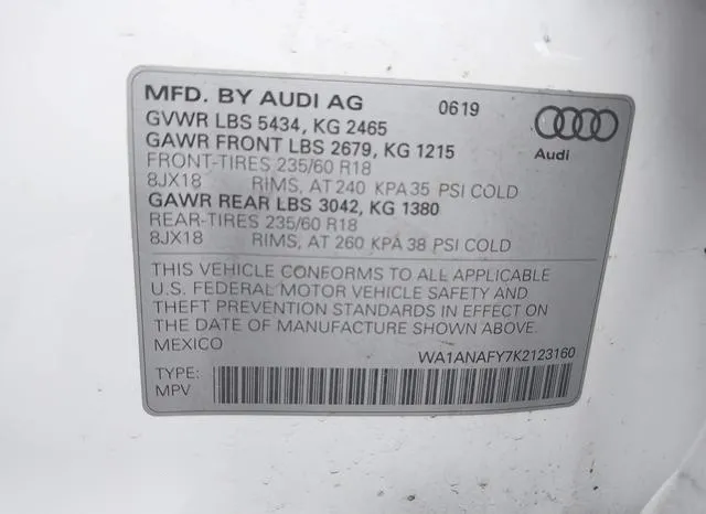 WA1ANAFY7K2123160 2019 2019 Audi Q5- 45 Premium 9