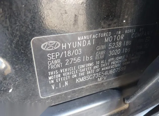 KM8SC73E54U607599 2004 2004 Hyundai Santa Fe- Gls/Lx 9