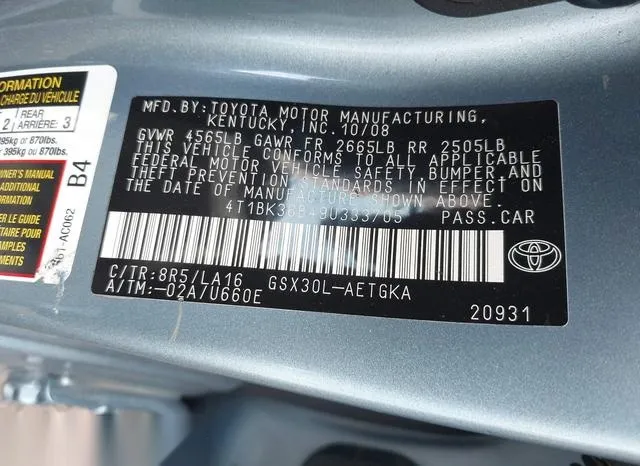 4T1BK36B49U333705 2009 2009 Toyota Avalon- Xls 9