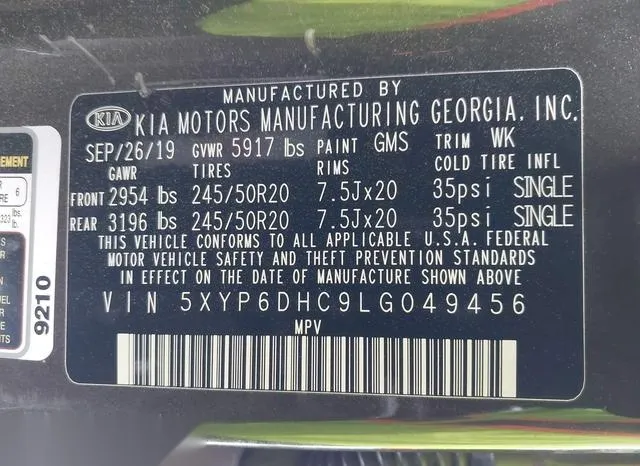 5XYP6DHC9LG049456 2020 2020 KIA Telluride- S 9