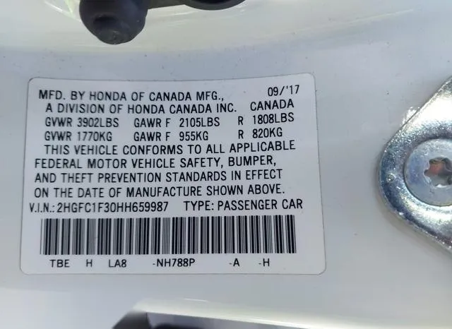 2HGFC1F30HH659987 2017 2017 Honda Civic- Ex-T 9