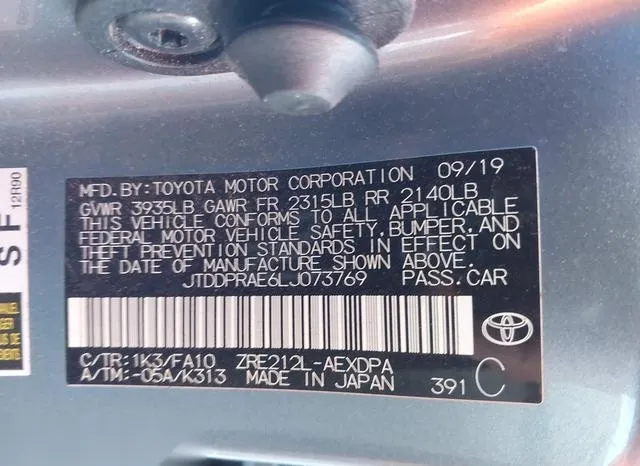 JTDDPRAE6LJ073769 2020 2020 Toyota Corolla- L 9