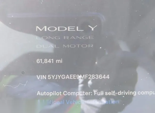 5YJYGAEE9MF283644 2021 2021 Tesla Model Y- Long Range Dual 7