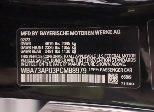 WBA73AP03PCM88979 2023 2023 BMW 4 Series- 430I Xdrive 9