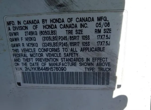 2HJYK16446H576090 2006 2006 Honda Ridgeline- Rts 9