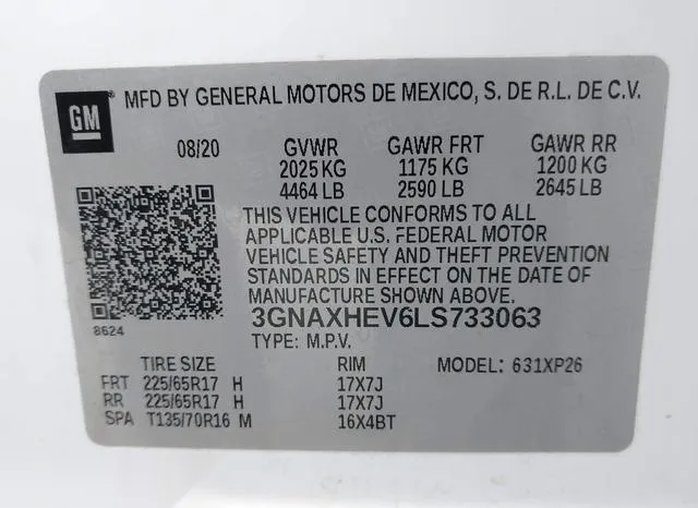 3GNAXHEV6LS733063 2020 2020 Chevrolet Equinox- Fwd Ls 9