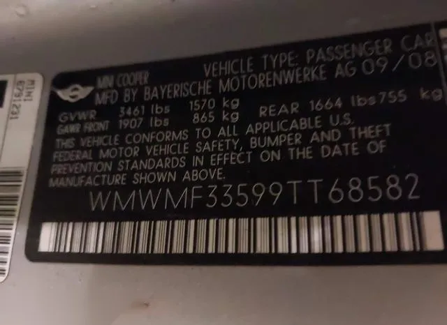WMWMF33599TT68582 2009 2009 Mini Cooper 9