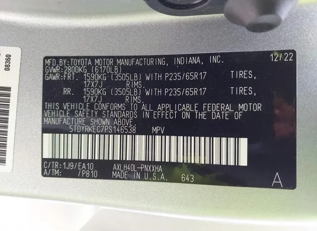 5TDYRKEC7PS146538 2023 2023 Toyota Sienna- Xle 9