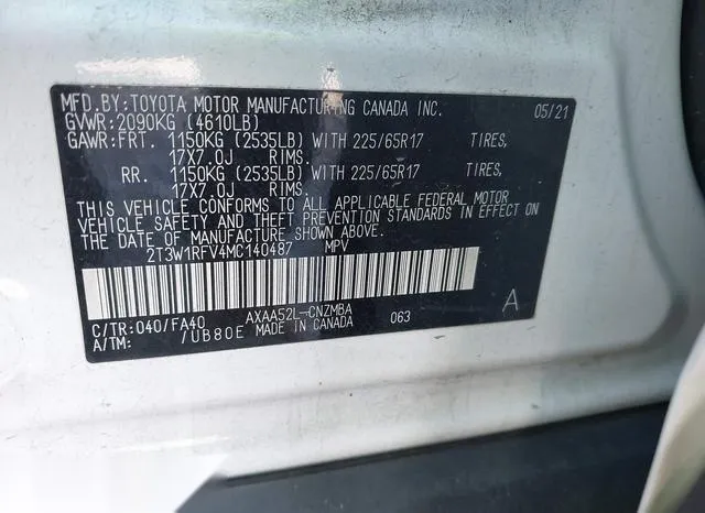 2T3W1RFV4MC140487 2021 2021 Toyota RAV4- Xle 9