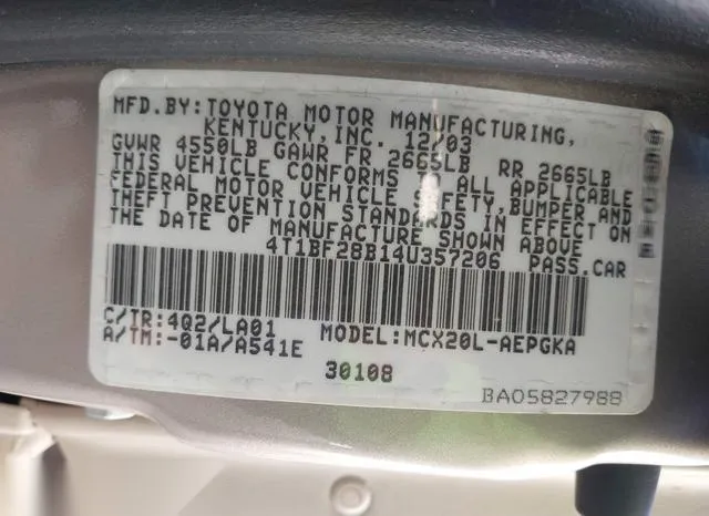 4T1BF28B14U357206 2004 2004 Toyota Avalon- Xls 9