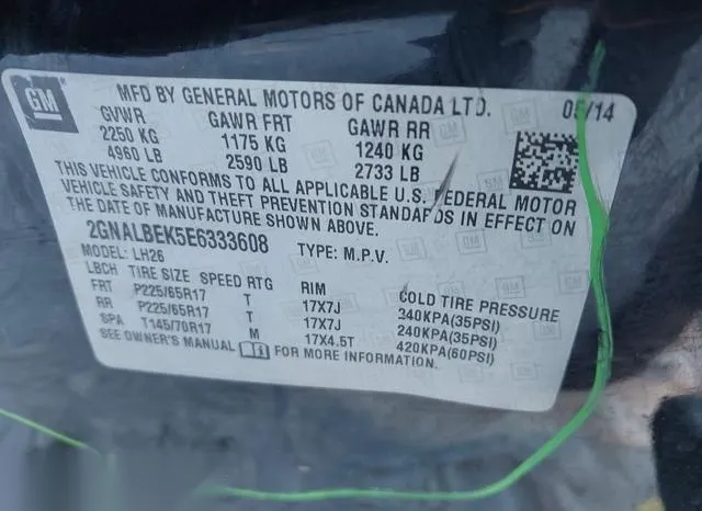 2GNALBEK5E6333608 2014 2014 Chevrolet Equinox- 1LT 9