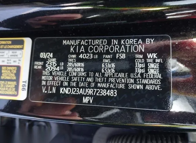 KNDJ23AU9R7238483 2024 2024 KIA Soul- LX 9