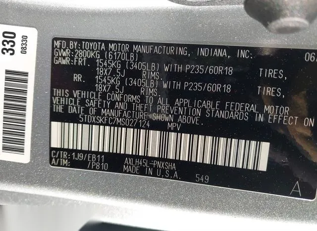 5TDXSKFC7MS027124 2021 2021 Toyota Sienna- Xse 9