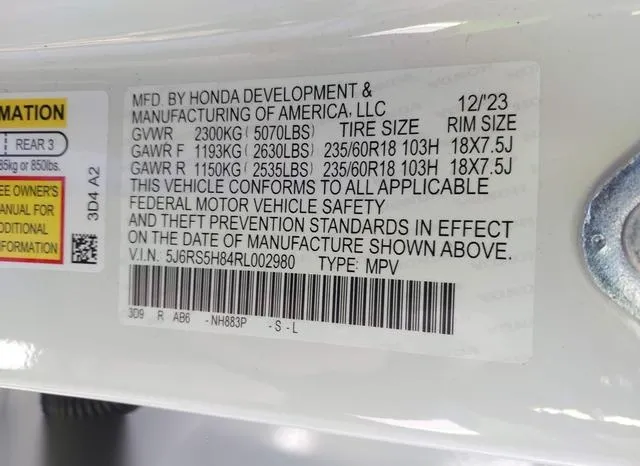 5J6RS5H84RL002980 2024 2024 Honda CR-V- Hybrid Sport-L 9