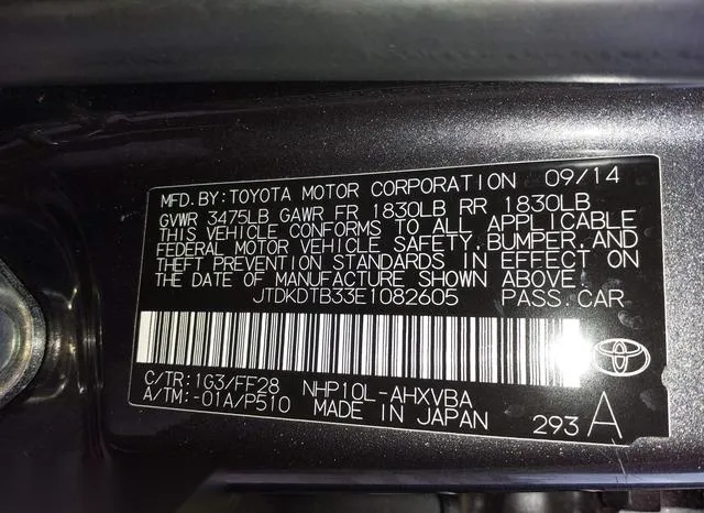 JTDKDTB33E1082605 2014 2014 Toyota Prius- C Two 9