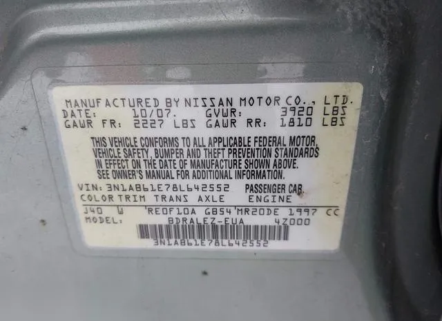 3N1AB61E78L642552 2008 2008 Nissan Sentra- 2-0S 9