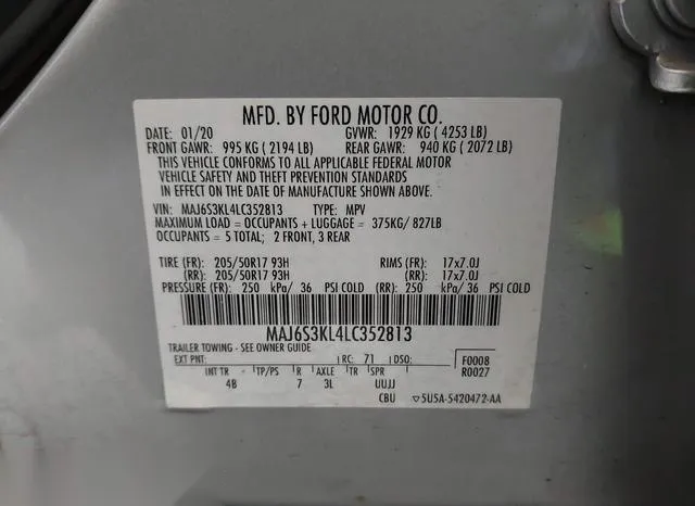 MAJ6S3KL4LC352813 2020 2020 Ford Ecosport- Titanium 9