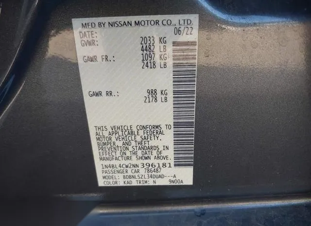 1N4BL4CW2NN396181 2022 2022 Nissan Altima- Sr Intelligent Awd 9