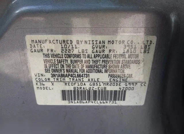 3N1AB6AP4CL664731 2012 2012 Nissan Sentra- 2-0 9