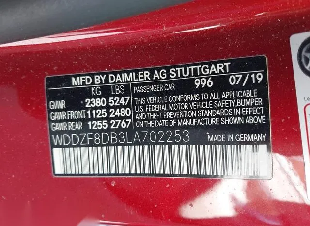 WDDZF8DB3LA702253 2020 2020 Mercedes-Benz E 350 9