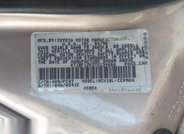 4T1BF12K3TU134666 1996 1996 Toyota Camry- Le/Xle/Se 9